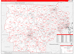 Fitchburg-Leominster Metro Area Wall Map Red Line Style 2026